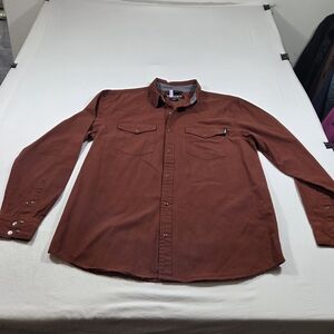 Hawkx Western Men Shirt Casual Rust Pearl Snap button Down Long Sleeve Medium